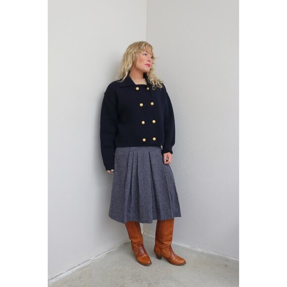 2000's Vintage F. by Faconnable French Navy Wool Cardigan Men's LG Women's LG XL - Picture 2 of 7